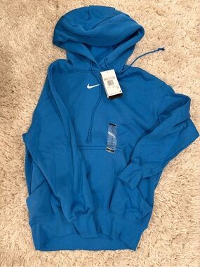 Nike Women’s Oversized Blue Fleece Pullover Hoodie